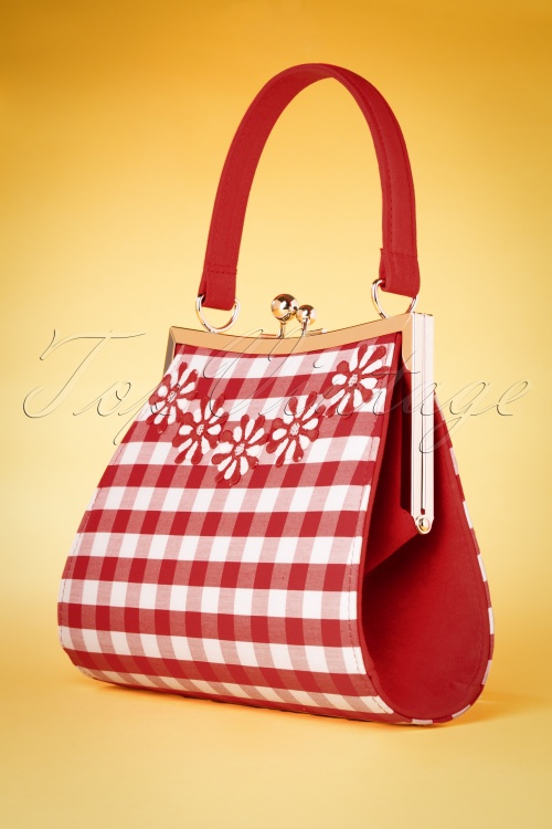 Ruby Shoo - Mendoza Check Handbag Années 60 en Rouge 2