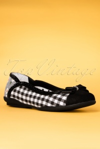 Ruby Shoo - 60s Lizzie Gingham Flats in Black and White 5