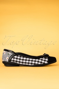 Ruby Shoo - 60s Lizzie Gingham Flats in Black and White 3