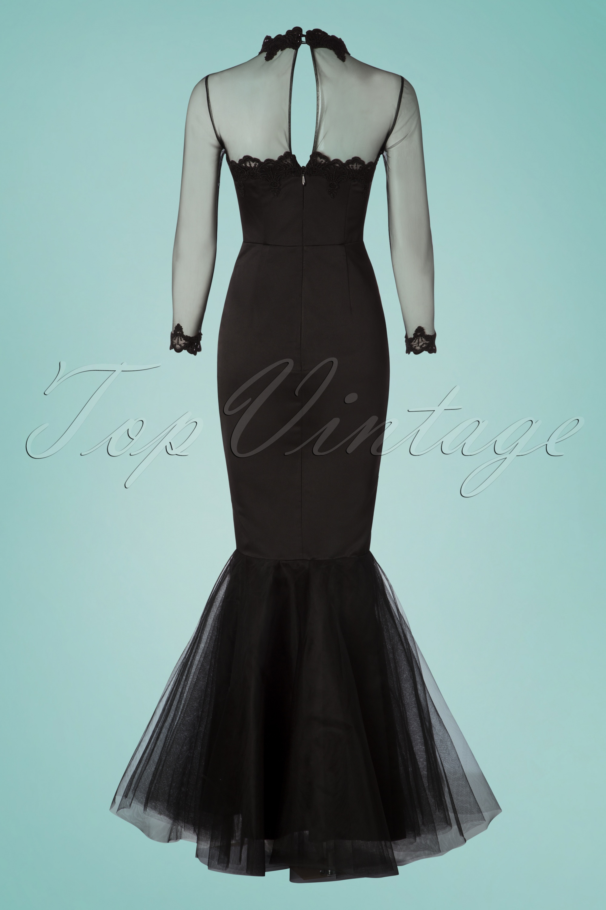 Collectif Clothing - Lucrezia Occasion Fishtail maxi-jurk in zwart 5