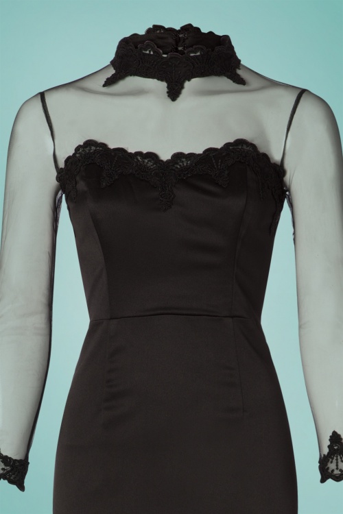 Collectif Clothing - Lucrezia Occasion Fishtail Maxi Dress Années 50 en Noir 6