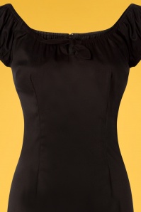 Collectif Clothing - Lorena Plain Pencil Dress Années 50 en Noir 3