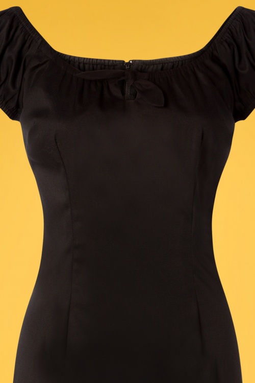 Collectif Clothing - 50s Lorena Plain Pencil Dress in Black 3
