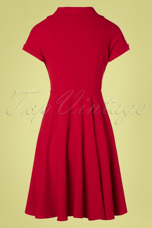 Belsira - Valencia Swing Dress Années 40 en Rouge Profond 5
