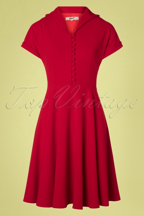 Belsira - Valencia Swing Dress Années 40 en Rouge Profond 2