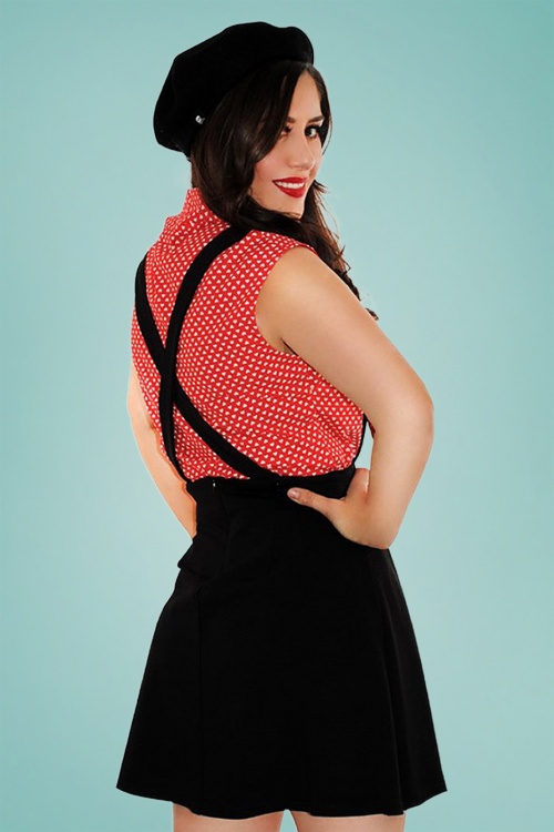 Retrolicious - 60s Heart Dot Bow Top in Red and White 6