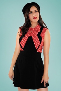 Retrolicious - 60s Heart Dot Bow Top in Red and White 3