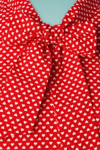 Retrolicious - Heart Dot Bow Top in Rot und Weiß 4