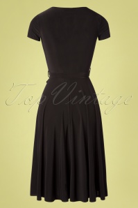 Vintage Chic for Topvintage - Leia – Überkreuztes Swing-Kleid in Schwarz 5