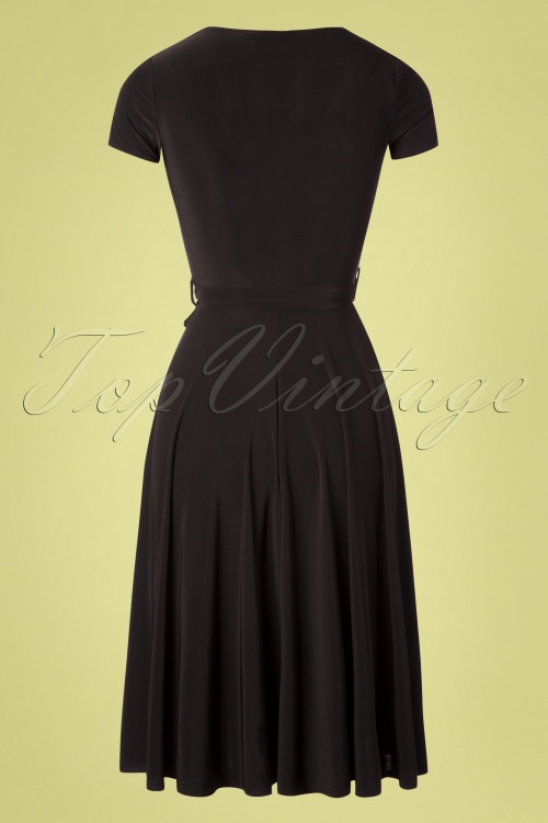 Vintage Chic for Topvintage - Leia – Überkreuztes Swing-Kleid in Schwarz 5
