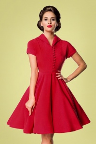 Belsira - 40s Valencia Swing Dress in Deep Red