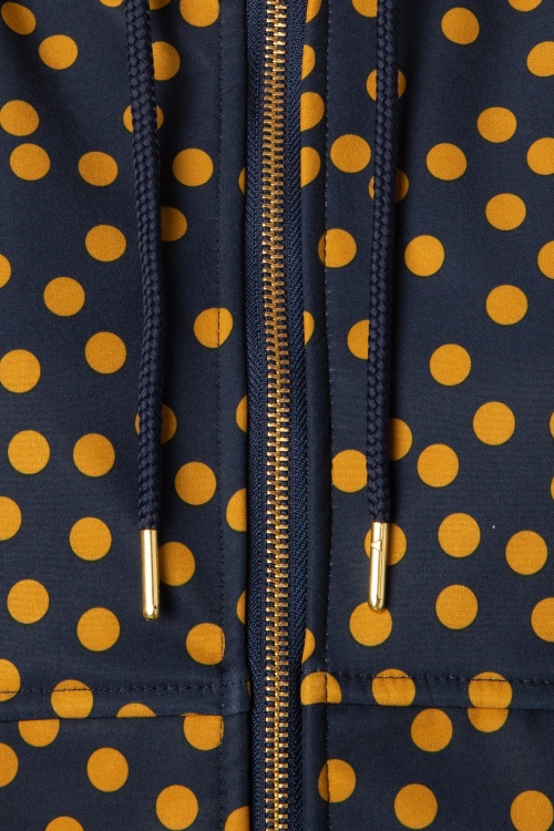 Danefae - Line Softshell jas met polkadots in marineblauw en amber 5