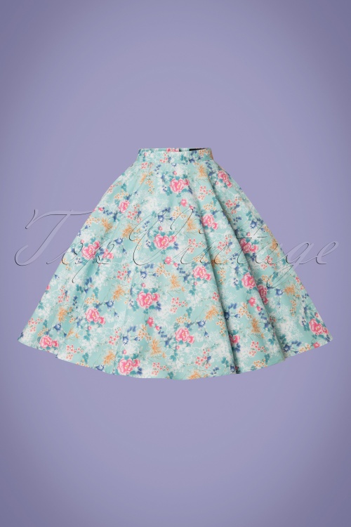 Bunny - 50s Sakura Swing Skirt in Mint Blue 4