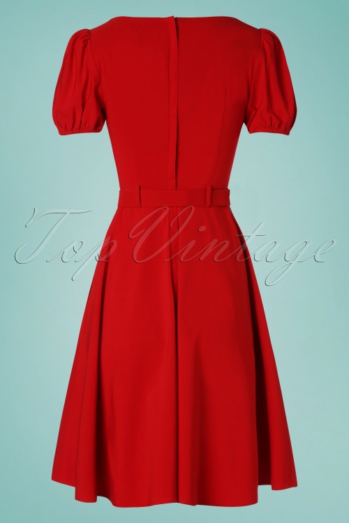 Collectif Clothing - Paisley Swing Dress Années 50 en Rouge 7