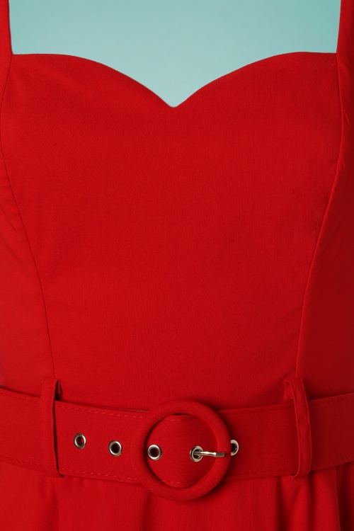 Collectif Clothing - Paisley Swing Dress Années 50 en Rouge 5