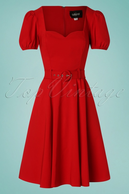 Collectif Clothing - Paisley Swing Dress Années 50 en Rouge 2