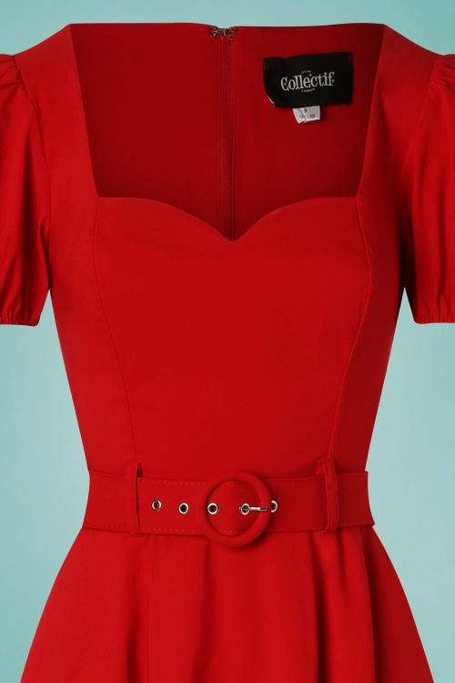 Collectif Clothing - Paisley Swing Dress Années 50 en Rouge 4