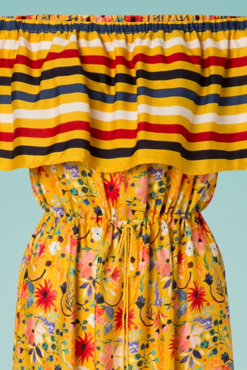 Amici - 70s Saffron Maxi Beach Dress in Mustard 2