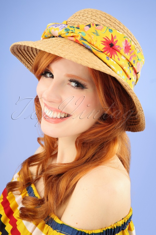 Amici - Saffron Straw Hat Années 50 en Naturel