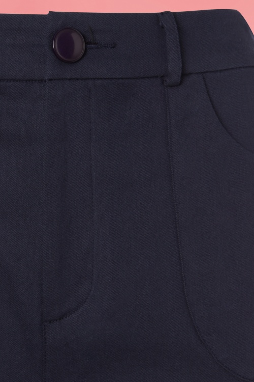 Collectif Clothing - Sophia Trousers Années 40 en Bleu Marine 4