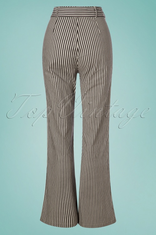 Collectif Clothing - 40s Bella Striped Trousers in Black and White 3