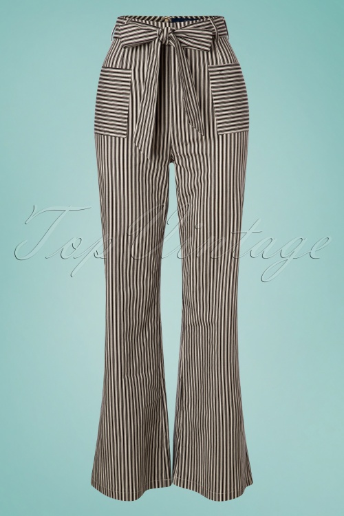 Collectif Clothing - 40s Bella Striped Trousers in Black and White 2