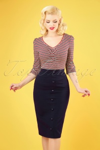 Collectif Clothing - Bettina Bleistiftrock in Navy