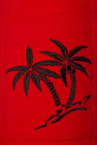 Collectif Clothing - Jenna Palm Tree Dungarees Années 50 en Rouge 4