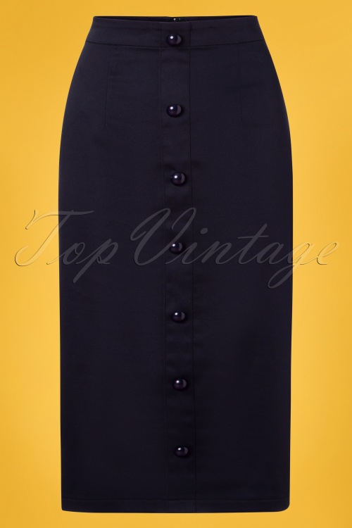 Collectif Clothing - Bettina Bleistiftrock in Navy 2