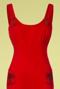 Collectif Clothing - Jenna Palmboom tuinbroek in rood 3