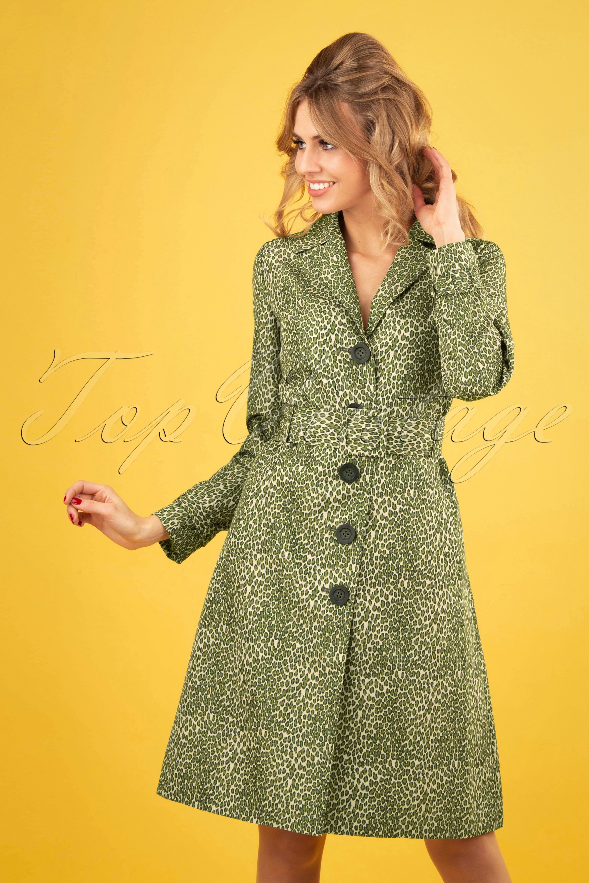 King Louie 60s Erin Purr Trenchcoat in Putty Ecru | Topvintage