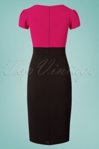 Vintage Chic for Topvintage - Kristy Pencil-jurk in zwart en magenta 3