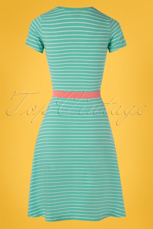 Mademoiselle YéYé - 60s Oh Yeah Stripes Dress in Mint and White 2