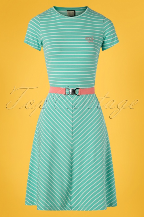 Mademoiselle YéYé - 60s Oh Yeah Stripes Dress in Mint and White