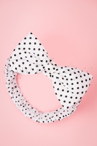 Banned Retro -   50s Dionne Polka Dot Bow Head Band in White and Black