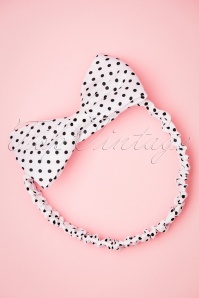Banned Retro -   50s Dionne Polka Dot Bow Head Band in White and Black 3