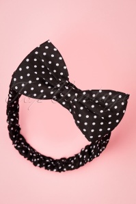 Banned Retro -  50s Dionne Polka Dot Bow Head Band in Black and White