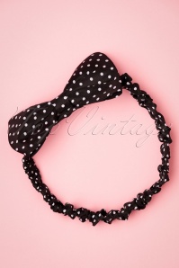 Banned Retro -  50s Dionne Polka Dot Bow Head Band in Black and White 3