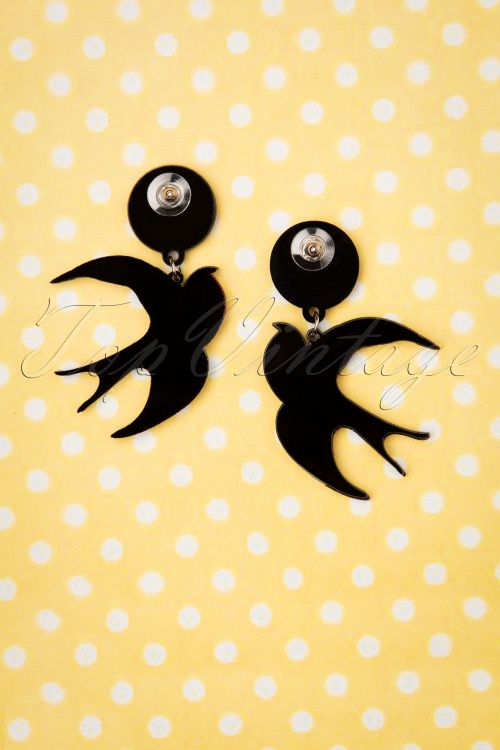 Love ur Look - 60s Swallow Earrings in Black 3
