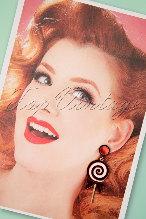 Love ur Look - Lollipop Earrings Années 60 en Rouge 2