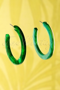 Darling Divine - 60s Marble Look Hoop Earrings in Green 3