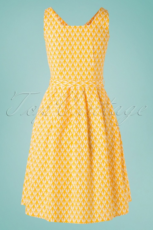 Mademoiselle YéYé - 60s Sing Me A Song Cockatoo Dress in Yellow 5