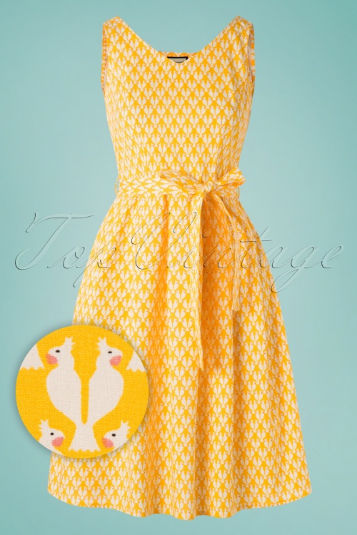 Mademoiselle YéYé - 60s Sing Me A Song Cockatoo Dress in Yellow 2