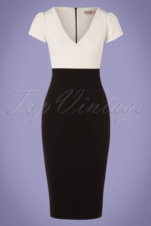 Vintage Chic for Topvintage - 50s Kristy Pencil Dress in Black and Cream 2