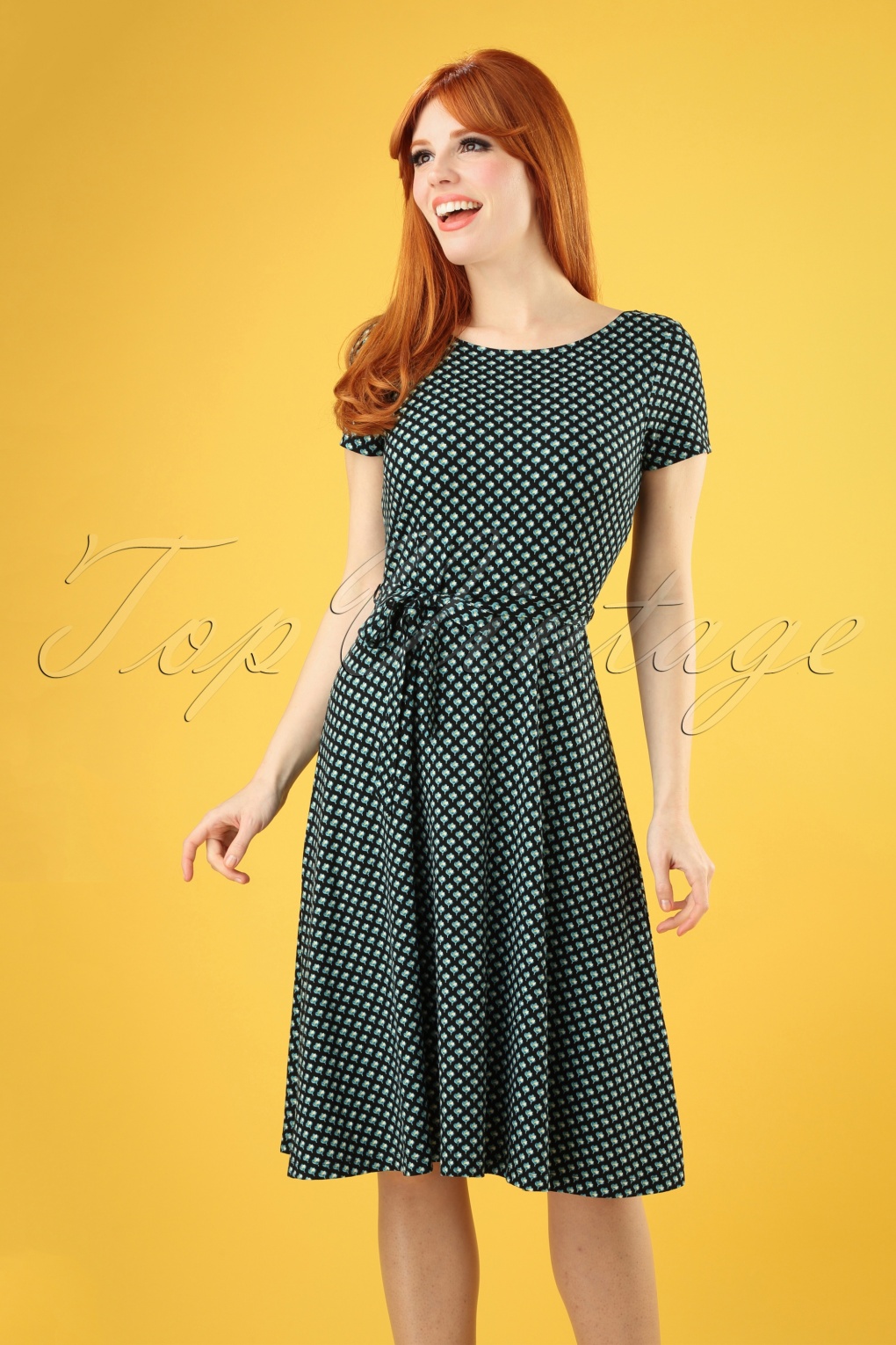 60s Sally Saffron Dress in Black