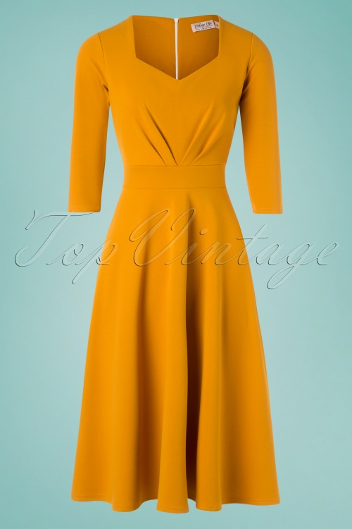 Vintage Chic for Topvintage - Ruby Swing-Kleid in Goldgelb 2