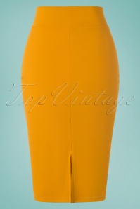 Vintage Chic for Topvintage - Shana Pencil Skirt Années 50 en Jaune Moutarde 3
