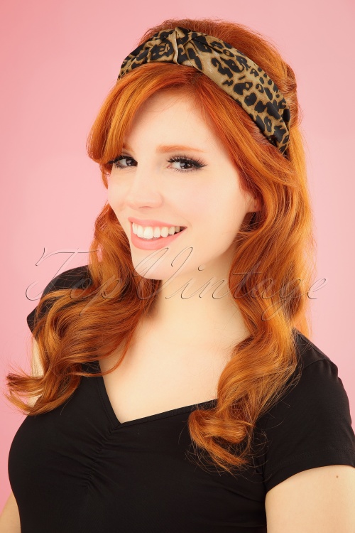 Darling Divine -  50s Leopard Head Band in Brown and Black