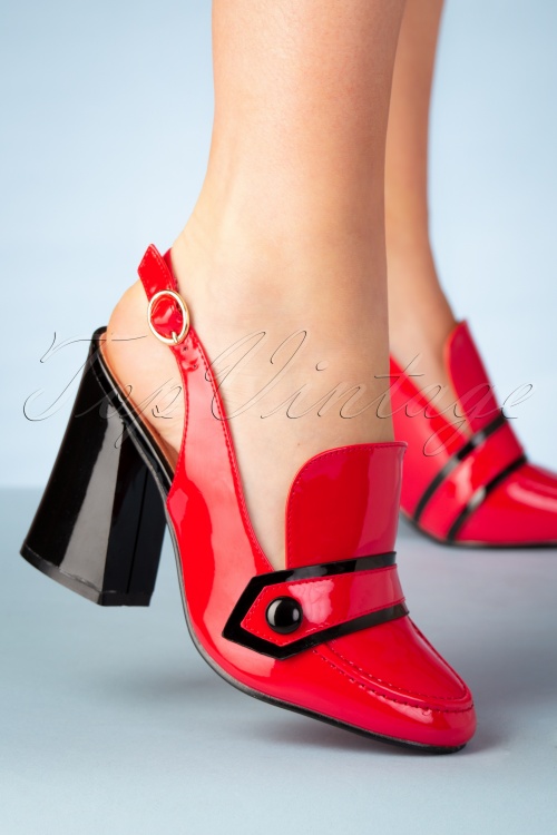 Banned Retro - Habana Patent Pumps Années 60 en Rouge