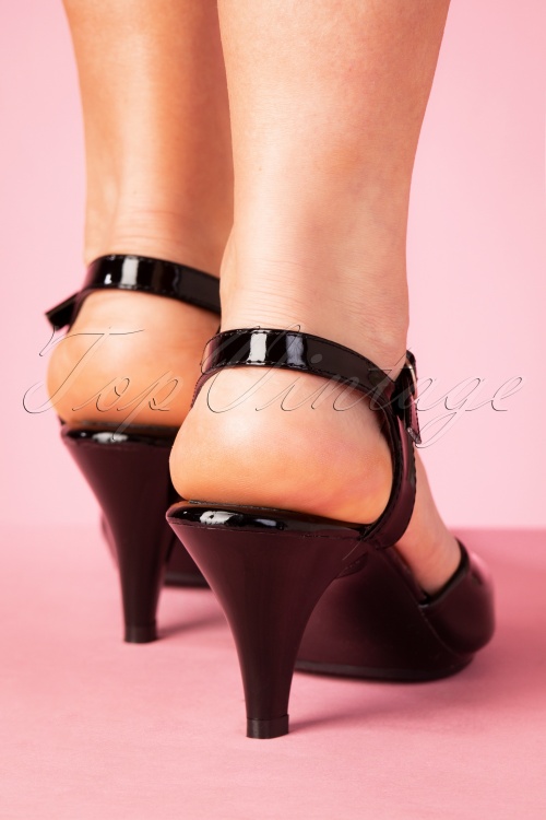 Fabulicious - Belle Patent Sandalettes Années 50 en Noir 3